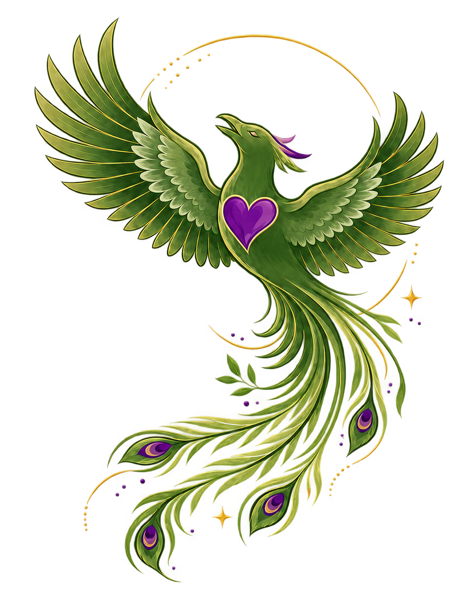 Phoenix vert et or, symbole de Cœur de Phoenix
